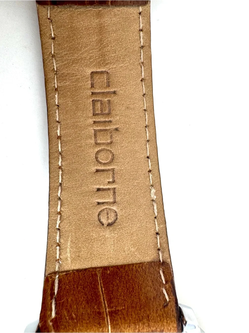 Claiborne Men's Multi-Function Quartz Watch –Two Tone Brown Leather- New Battery